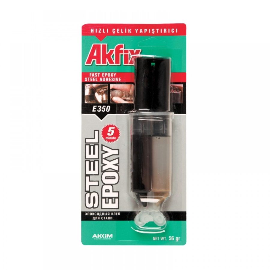 Епоксидний клей в шприці для сталі Akfix Е350